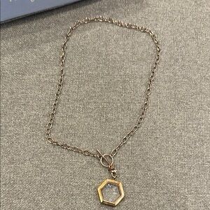 Origami Rose Gold hexagon locket with chain set